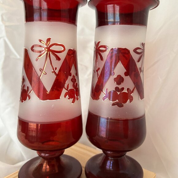 Czech Red Glass Vases - Picture 9 of 9
